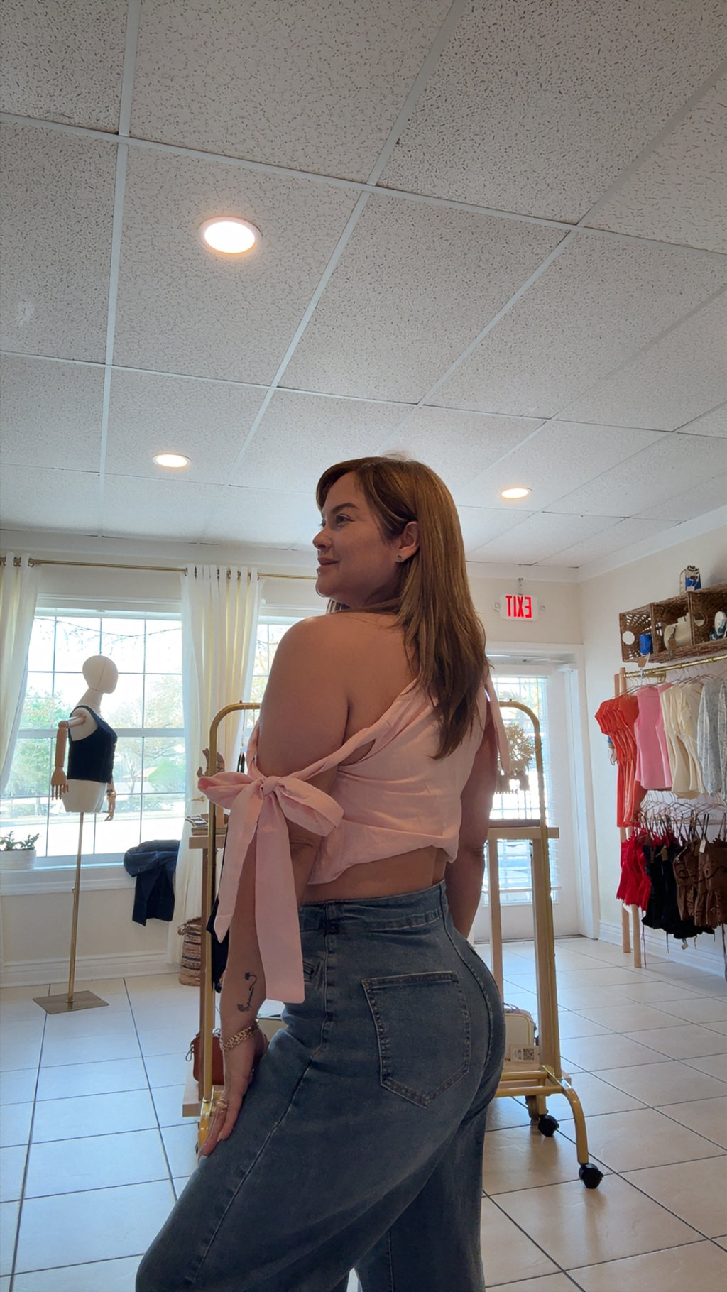 Pink Crop Top with ties