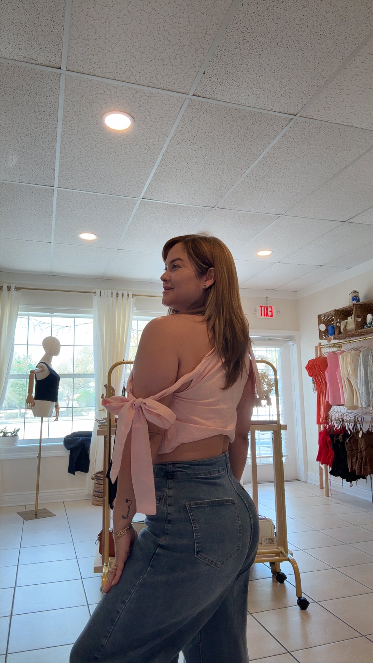 Pink Crop Top with ties