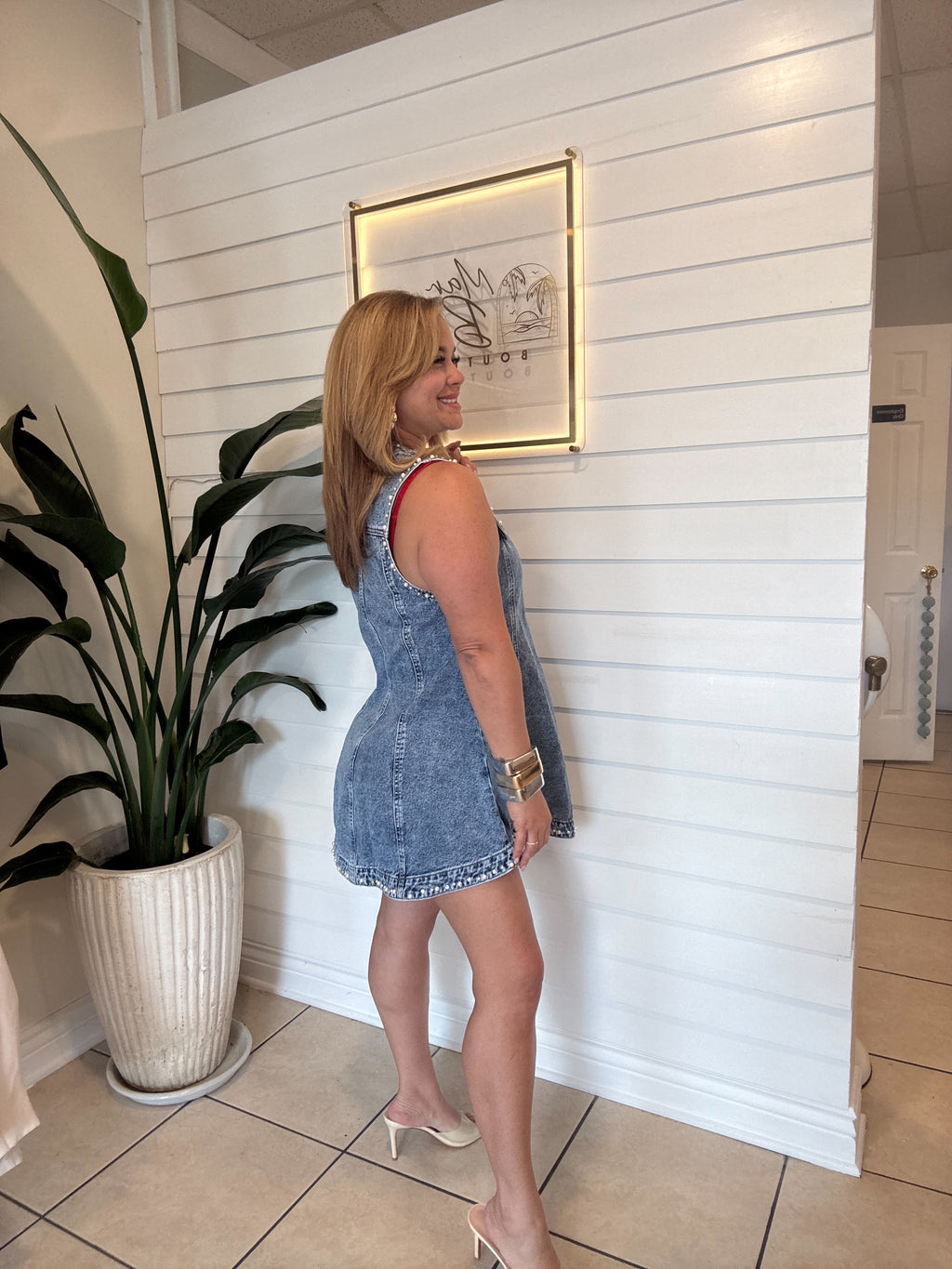 Pearl and Rhinestone Jean Dress