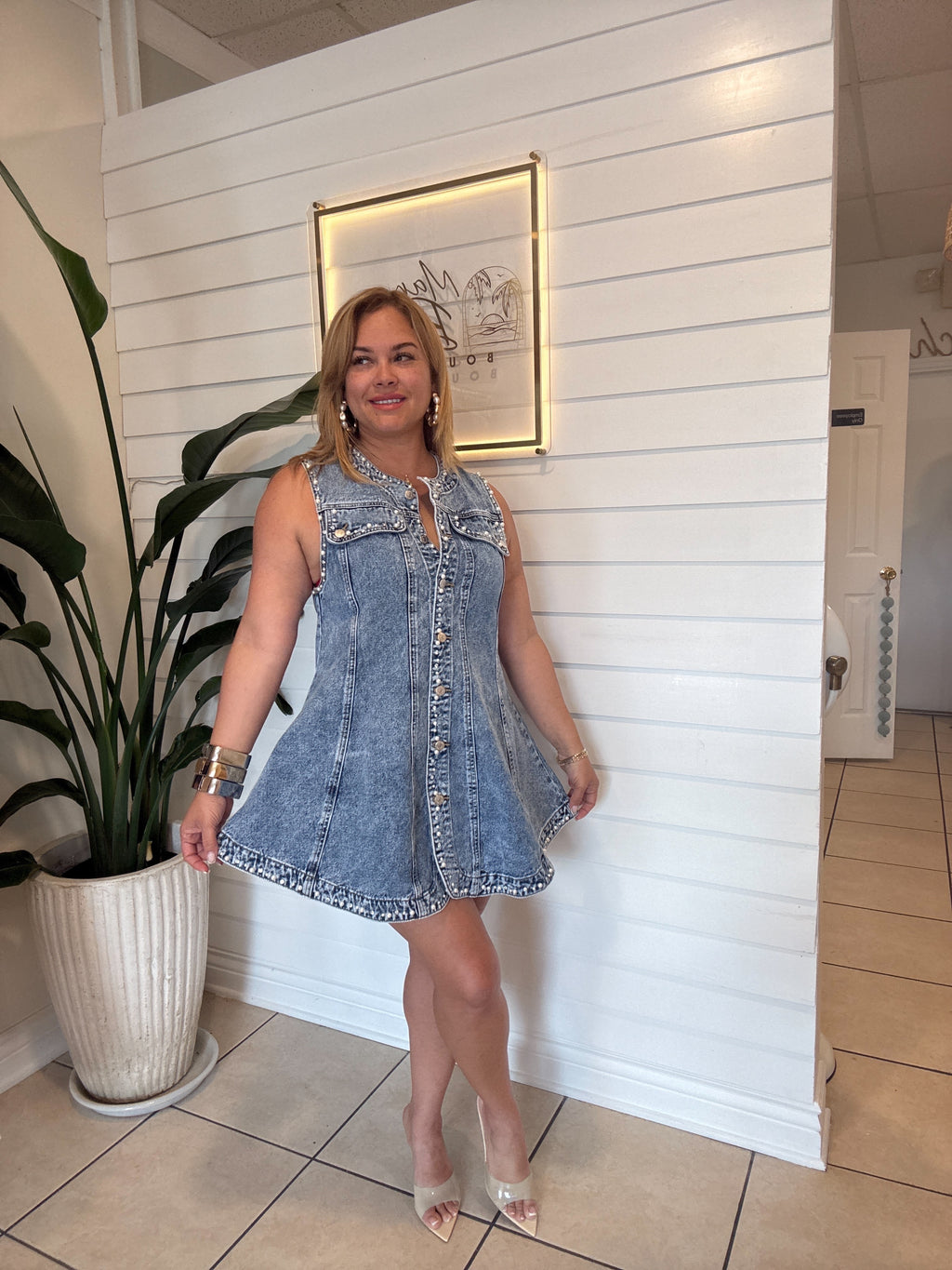 Pearl and Rhinestone Jean Dress