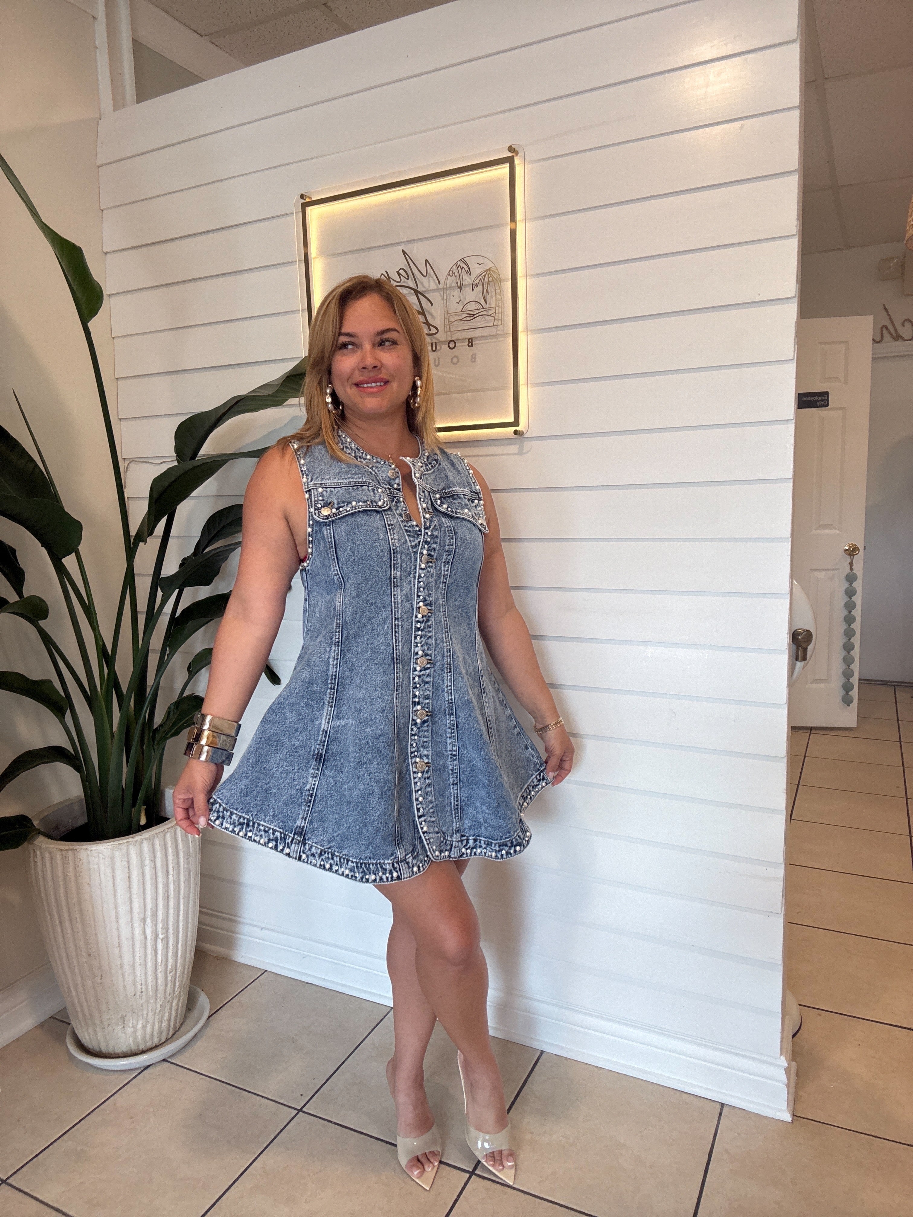 Pearl and Rhinestone Jean Dress
