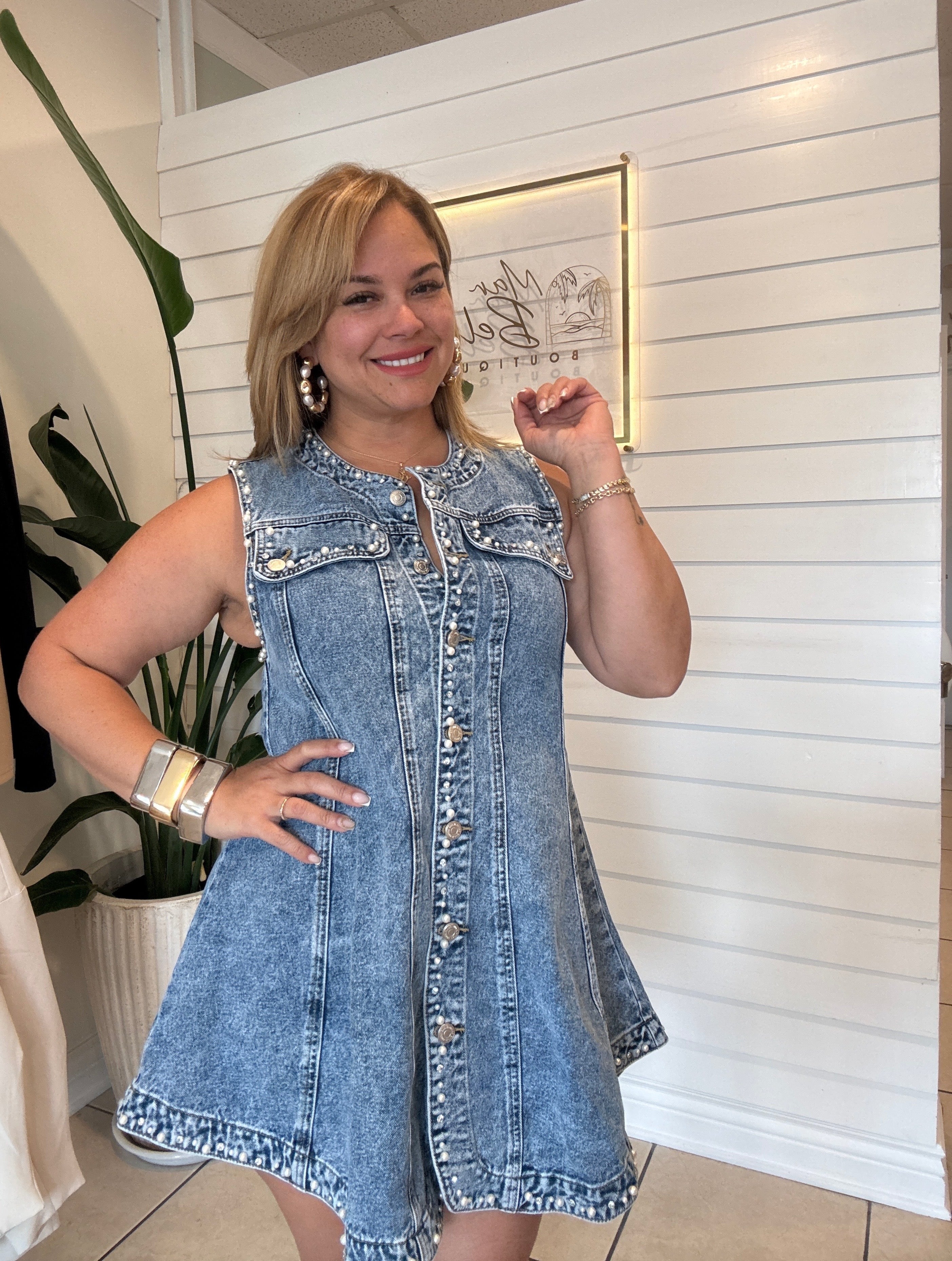 Pearl and Rhinestone Jean Dress