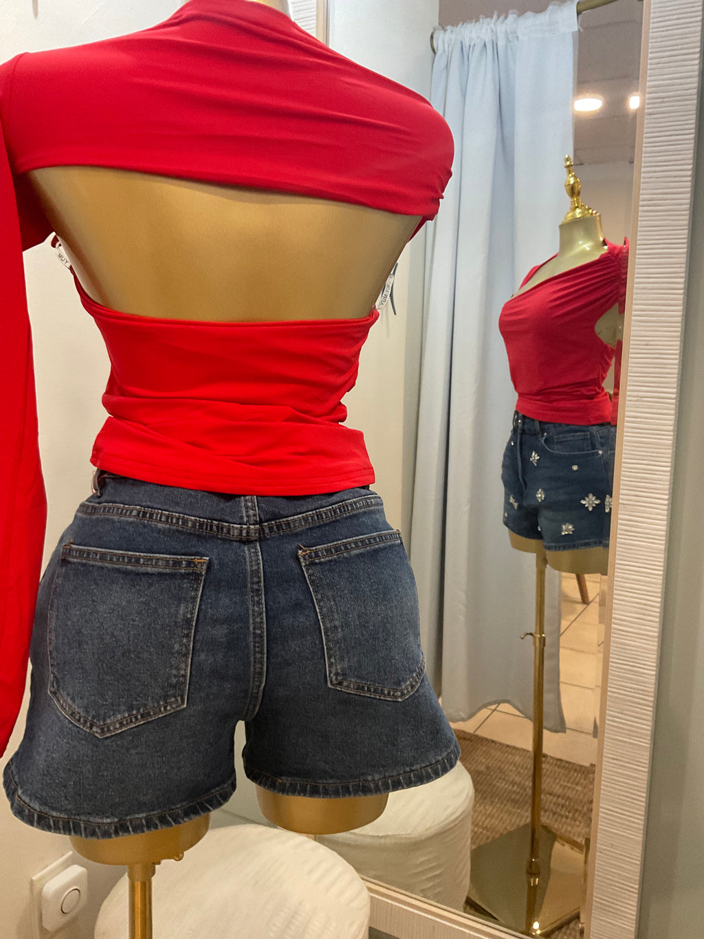 Flower Rhinestone Jean